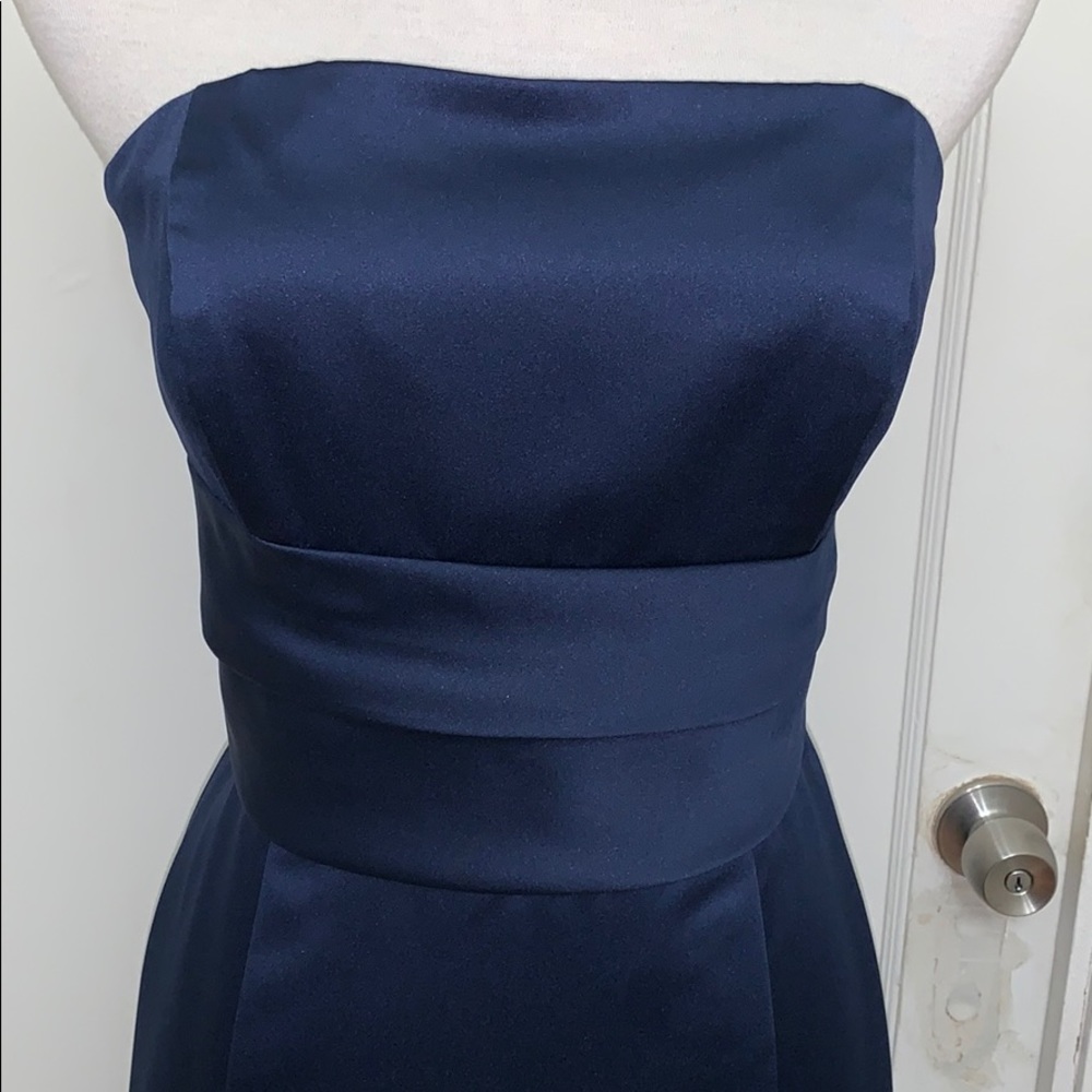 Strapless deep royal blue gown
